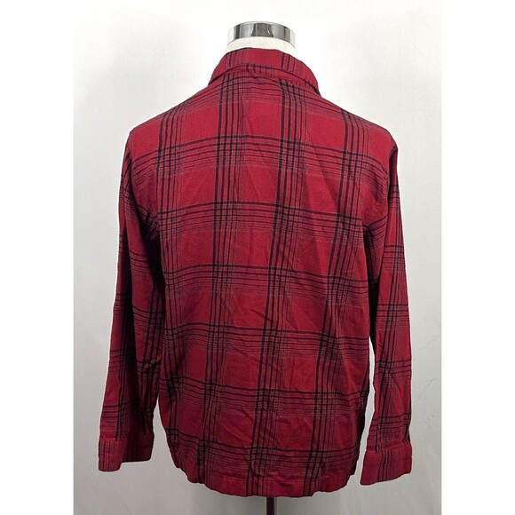 Blake Shelton x Lands End Medium Flannel Pajama Shirt Red Plaid Button Front - Picture 5 of 5